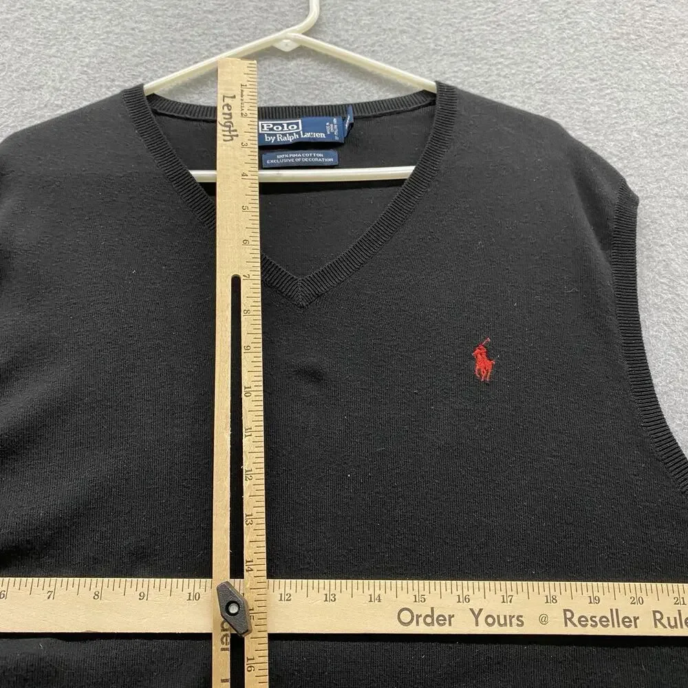 Polo Ralph Lauren Men’s XXL Black Pima Cotton V-Neck Sweater Vest Preppy Club